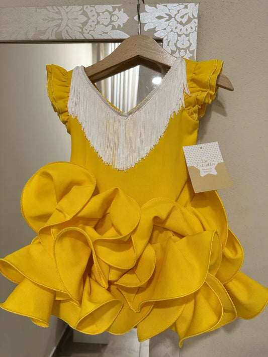 Vestido infantil corto con flecos