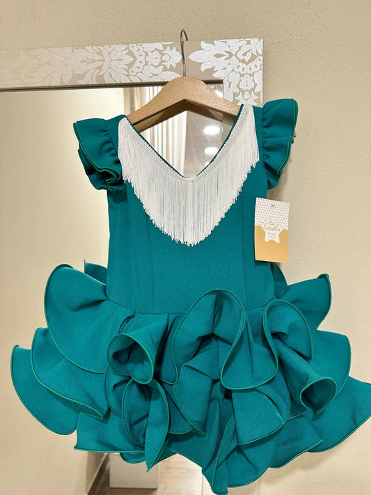 Vestido infantil corto con flecos