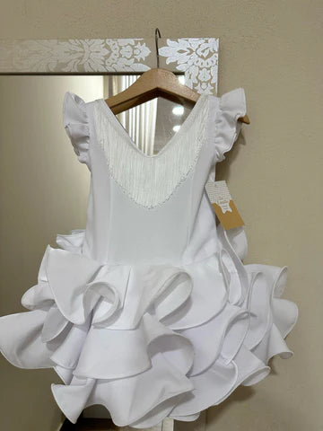 Vestido infantil corto con flecos