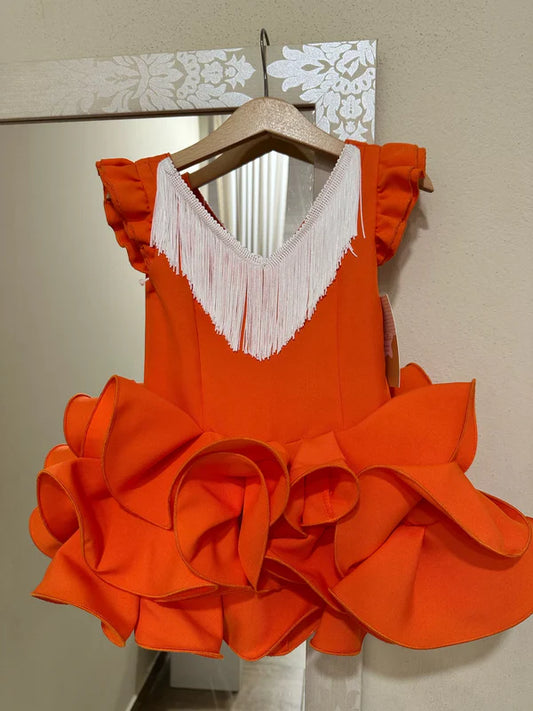vestido infantil corto con flecos