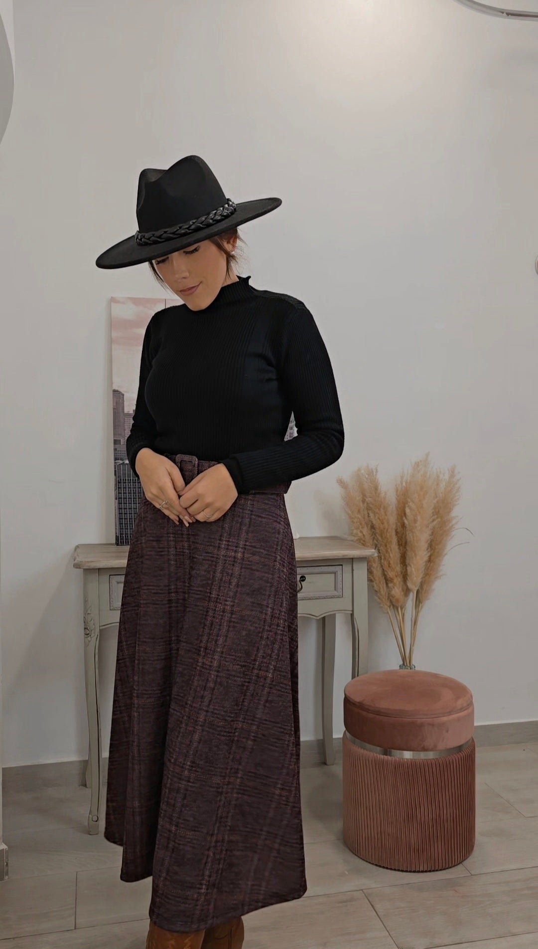 Sombrero trenza Marrón chocolate