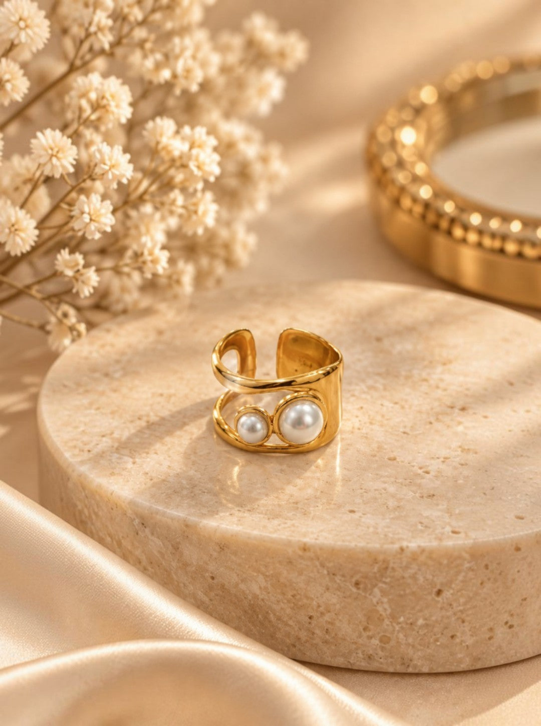 Anillo Dos Perlas