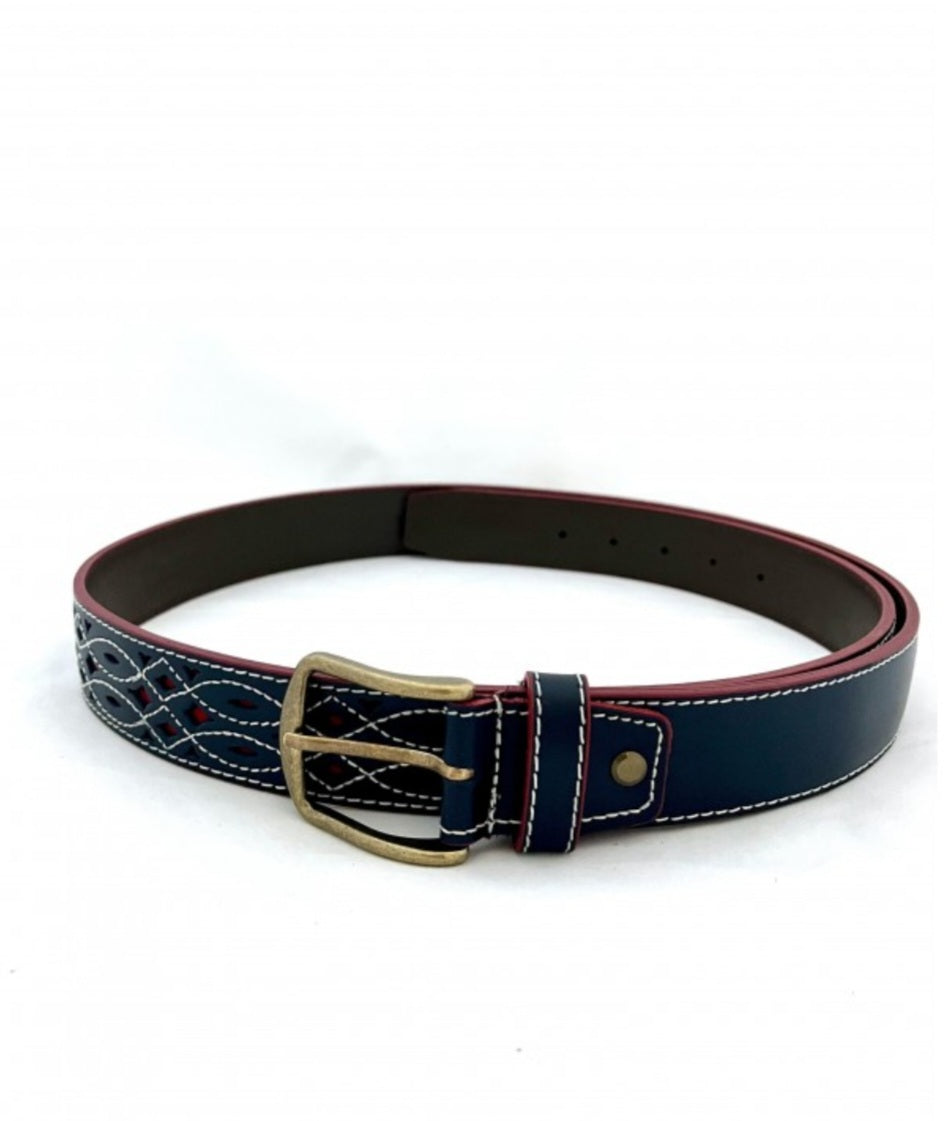 Cinturón de Piel Picado Ancho